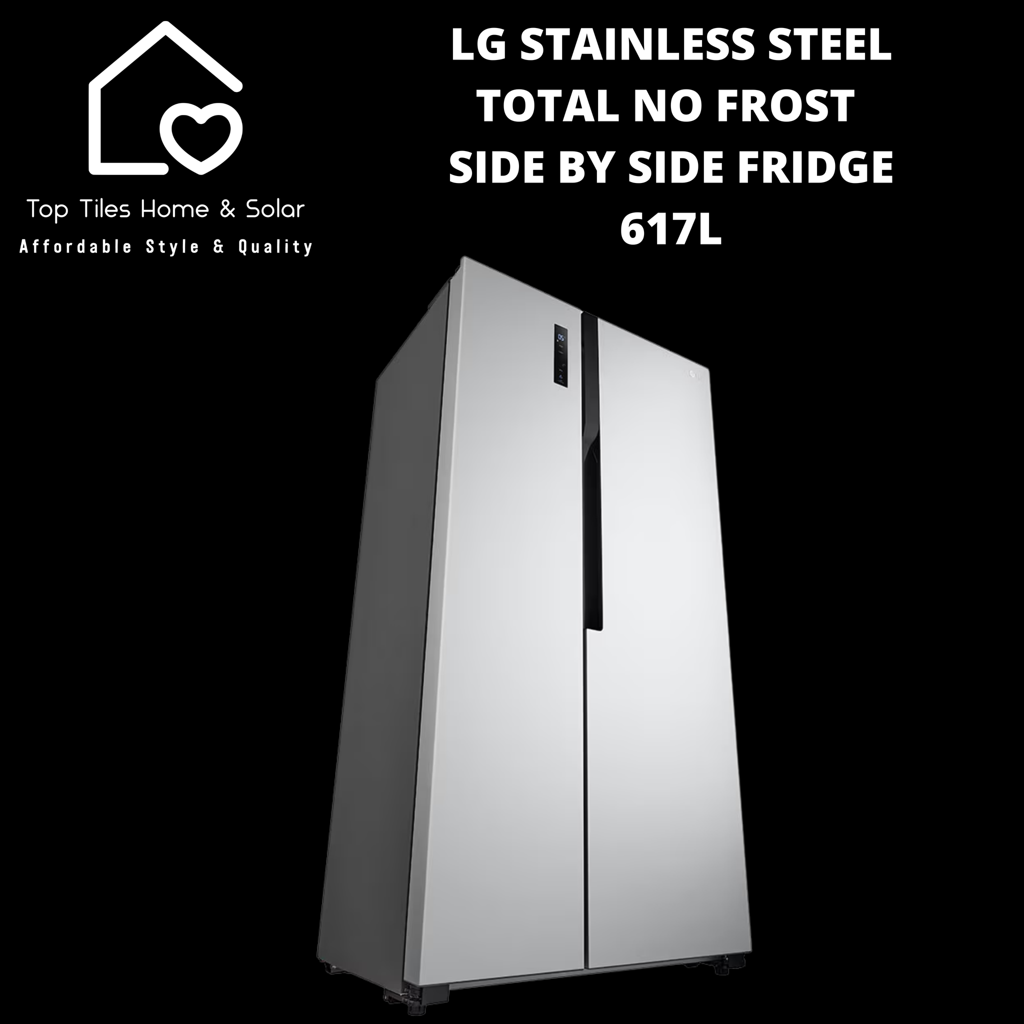 LG Stainless Steel Total No Frost Side by Side Fridge - 617L – Top