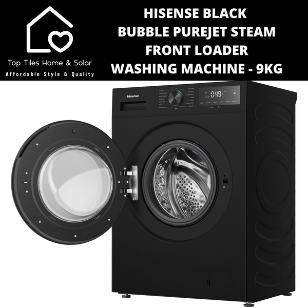 Hisense Black iBubble PureJet Steam Front Loader Washing Machine - 9kg