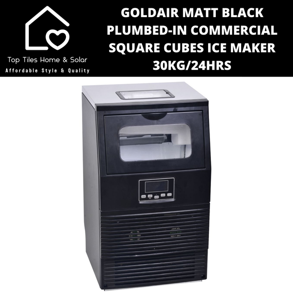 Goldair Matt Black Plumbed-in Commercial Square Cubes Ice Maker - 30kg/24hrs