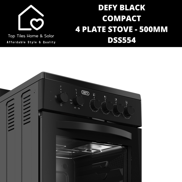 Defy Black Compact 4 Plate Stove - 500mm DSS554