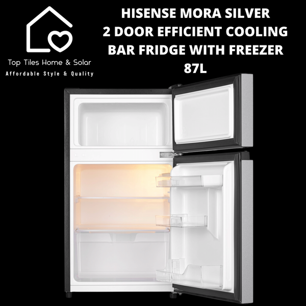 Hisense MORA Silver 2 Door Efficient Cooling Bar Fridge with Freezer - 87L