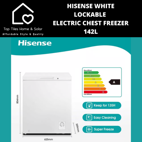 Hisense White Lockable Electric Chest Freezer - 142L