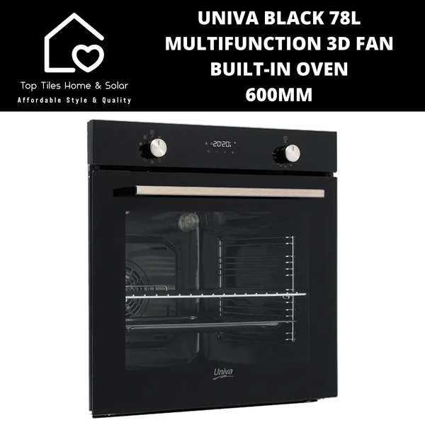 Univa Black 78L Multifunction 3D Fan Built-in oven - 60cm