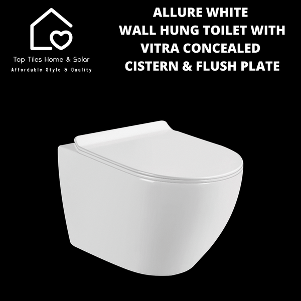 Allure White Wall Hung Toilet with Vitra Concealed Cistern & Flush Plate