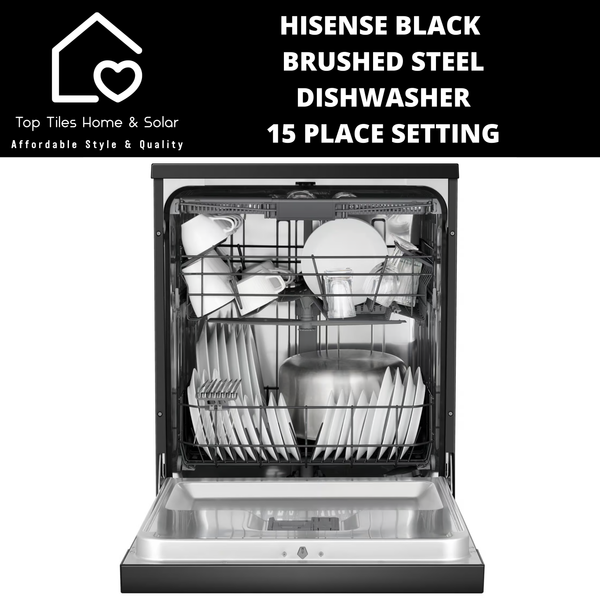 Hisense Black Brushed Steel Dishwasher - 15 Place Setting