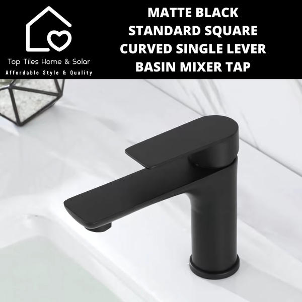 Matte Black Standard Square Curved Single Lever Basin Mixer Tap