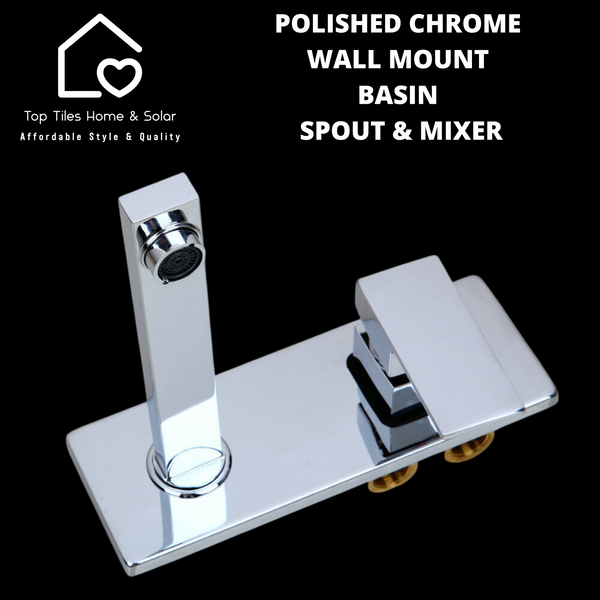 Polished Chrome Wall Mount Basin Spout & Mixer