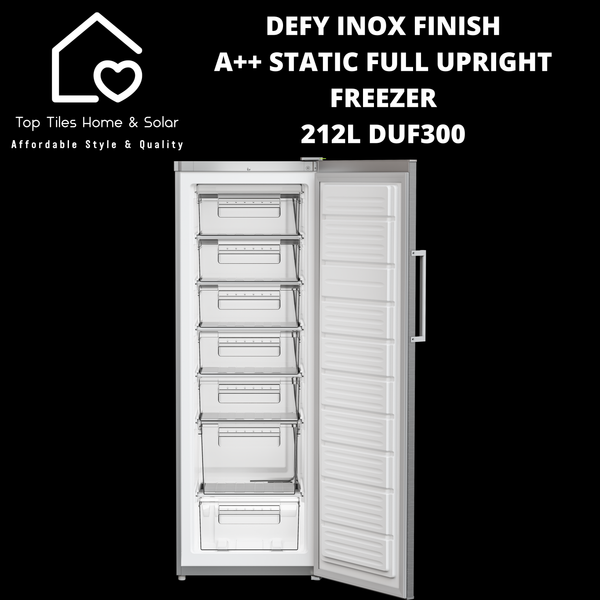 Defy Inox Finish A++ Static Full Upright Freezer - 212L DUF300