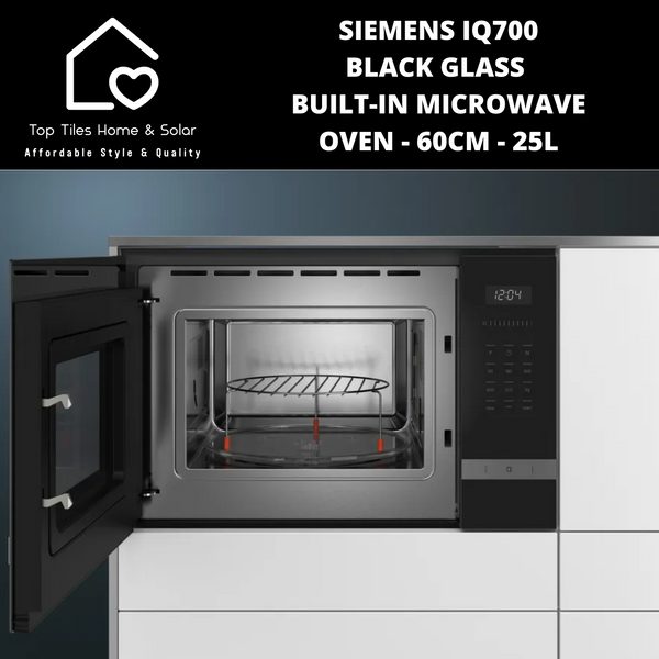 Siemens iQ700 - Black Glass Built-in Microwave Oven - 60cm - 25L