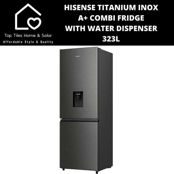 Hisense Titanium Inox A+ Combi Fridge with Water Dispenser - 323L