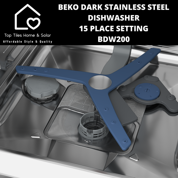 Beko Dark Stainless Steel Dishwasher - 15 Place Setting - BDW200