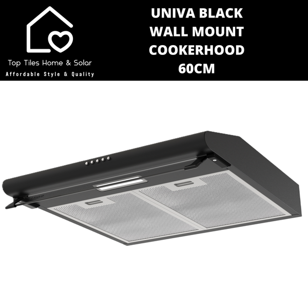 Univa Black Wall Mount Cookerhood - 60cm