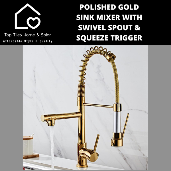 Gold Sink Mixer with Swivel Spout & Squeeze Trigger