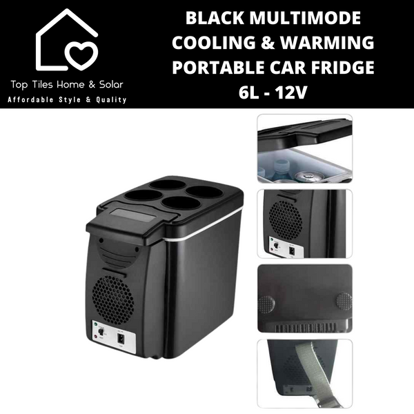 Black Multimode Cooling & Warming Portable Car Fridge - 6L - 12V