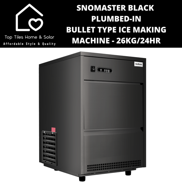 SnoMaster Black Plumbed-In Bullet Type Ice Making Machine - 26kg/24hr
