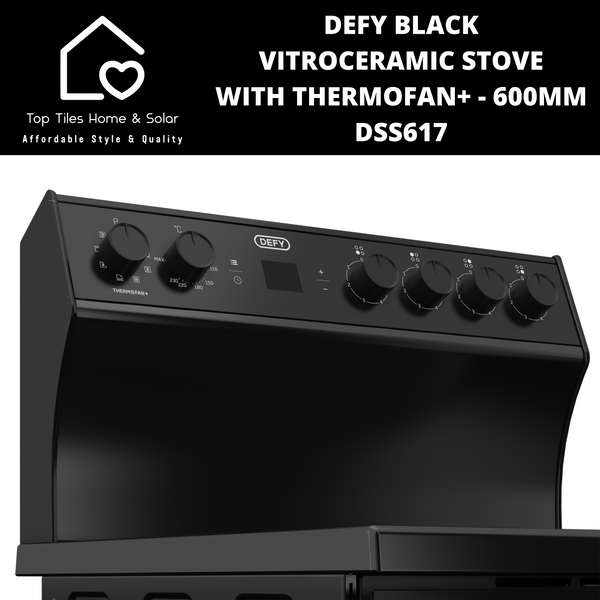 Defy Black Vitroceramic Stove with Thermofan+ - 600mm DSS617