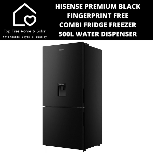 Hisense Premium Black FF Combi Fridge Bottom Freezer  - 500L Water Dispenser