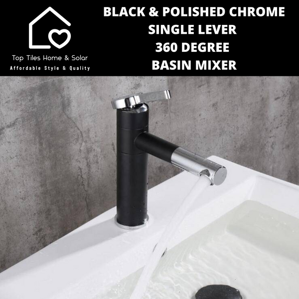 Black And Polished Chrome Single Lever 360 Basin Mixer