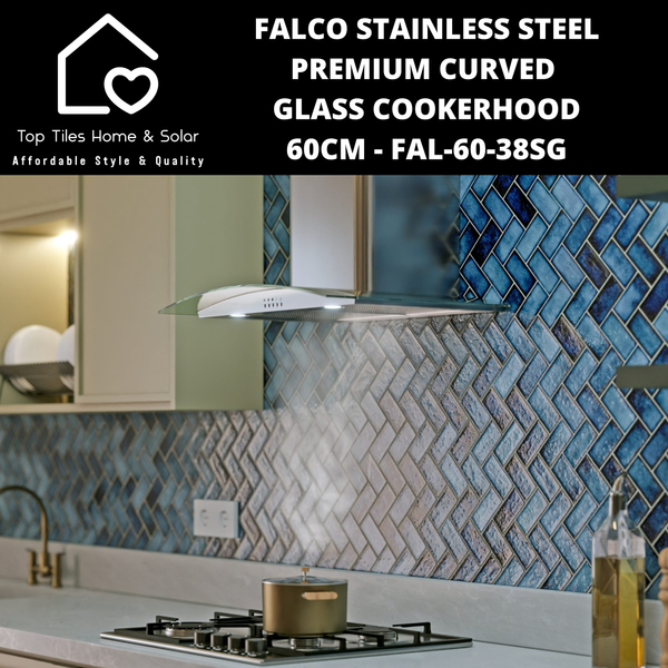 Falco Stainless Steel Premium Curved Glass Cookerhood - 60cm FAL-60-38SG