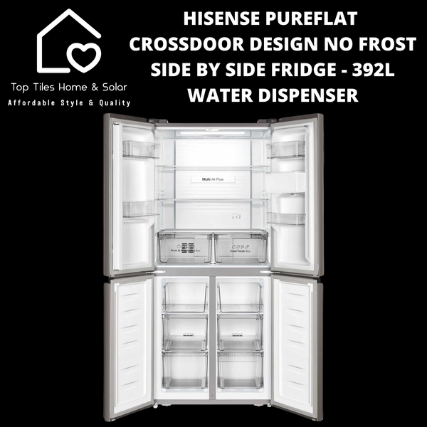 Hisense PureFlat CrossDoor Design No Frost Side by Side Fridge - 392L Water Dispenser