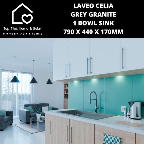 Laveo Celia Grey Granite 1 Bowl Sink - 790 x 440 x 170mm