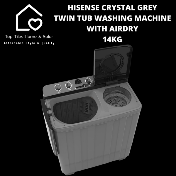 Hisense Crystal Grey Twin Tub Washing Machine with AirDry - 14kg