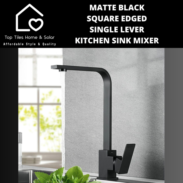 Matte Black Square Edged Single Lever Kitchen Sink Mixer