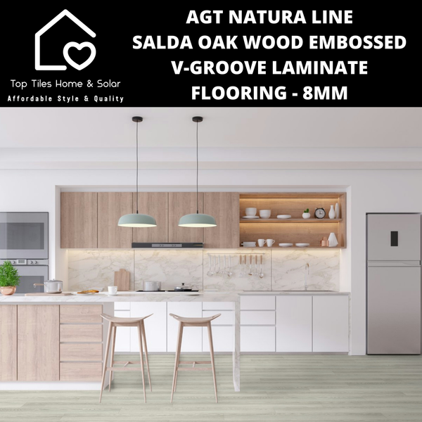 AGT Natura Line Salda Oak Wood Embossed V-Groove Laminate Flooring - 8mm
