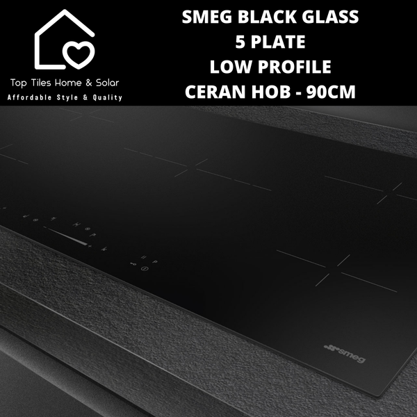 Smeg Black Glass 5 Plate Low Profile Ceran Hob - 90cm