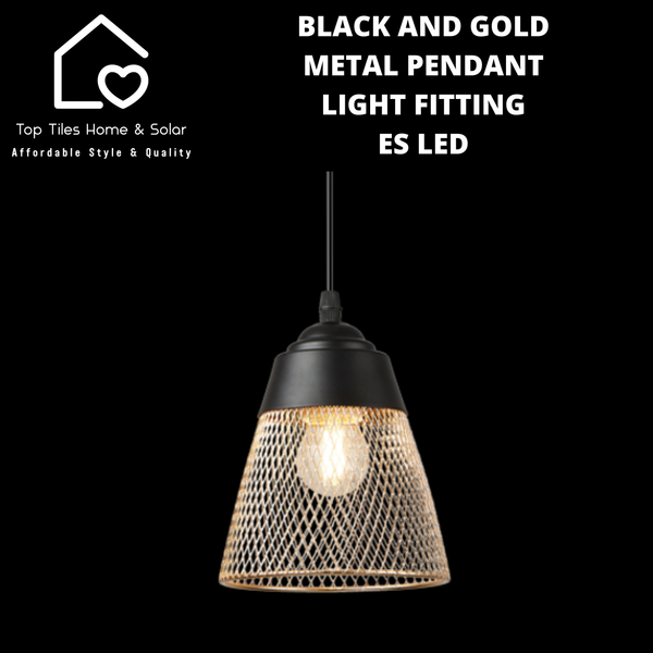 Black and Gold Metal Pendant Light Fitting - ES LED