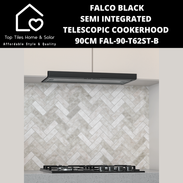 Falco Black Semi Integrated Telescopic Cookerhood - 90cm FAL-90-T62ST-B