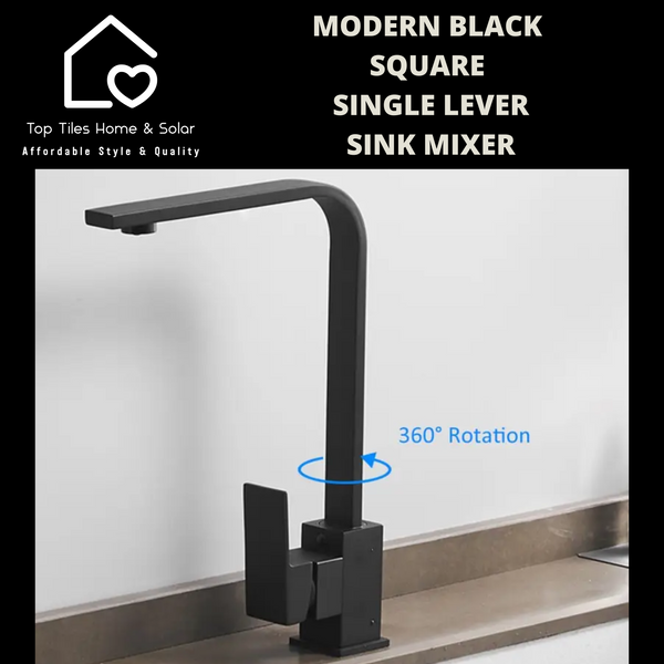 Modern Black Square Single Lever Sink Mixer