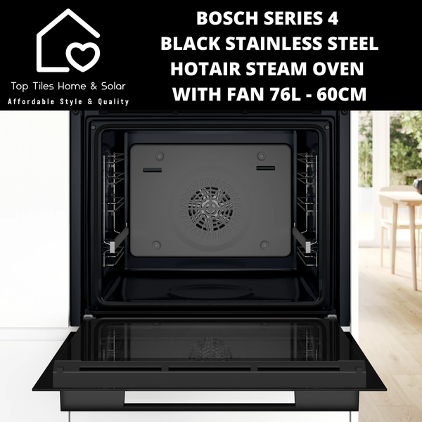 Bosch Series 4 - Black Stainless Steel - HotAir Steam Oven with Fan 76L - 60cm