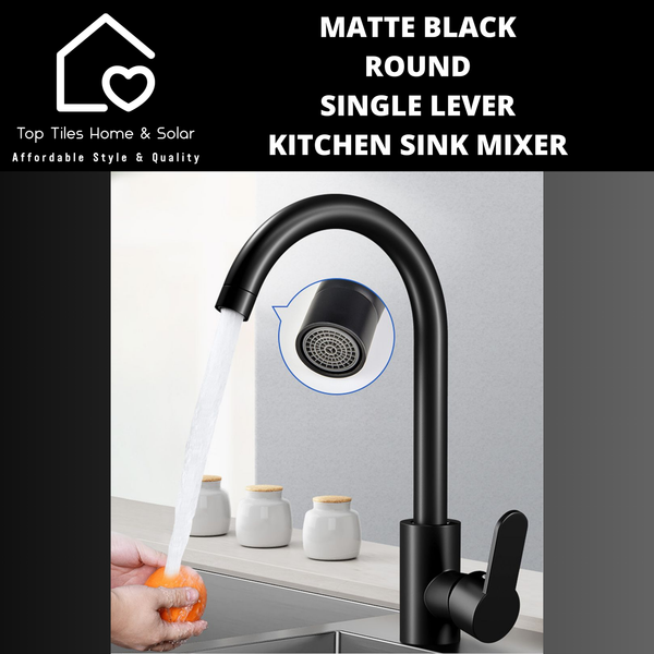 Matte Black Round Single Lever Kitchen Sink Mixer
