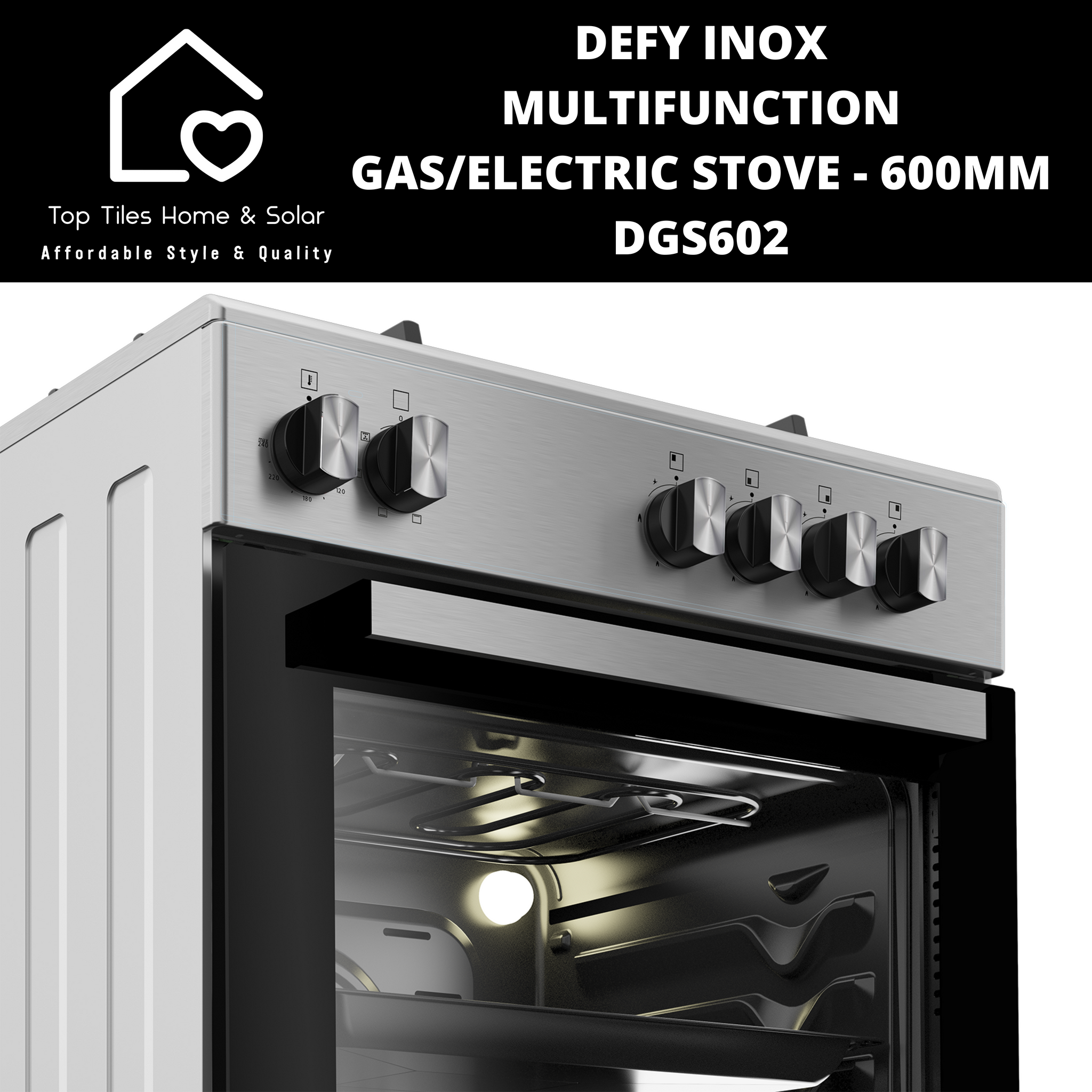 Defy Inox Multifunction Gas/Electric Stove - 600mm DGS602 – Top