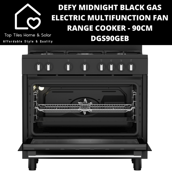Defy Midnight Black Gas Electric Multifunction Fan Range Cooker - 90cm DGS90GEB
