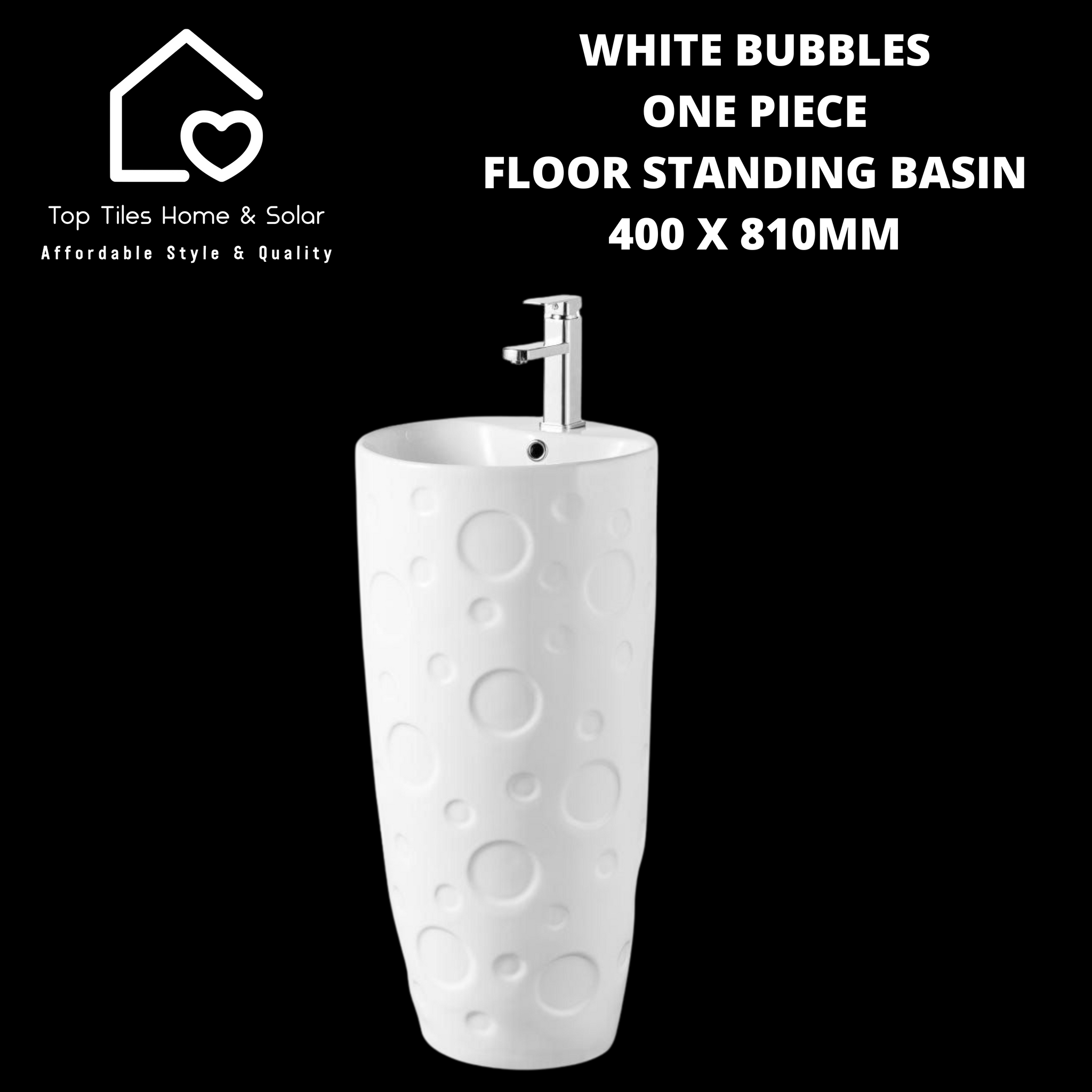 White Bubbles One Piece Floor Standing Basin - 400 x 810mm