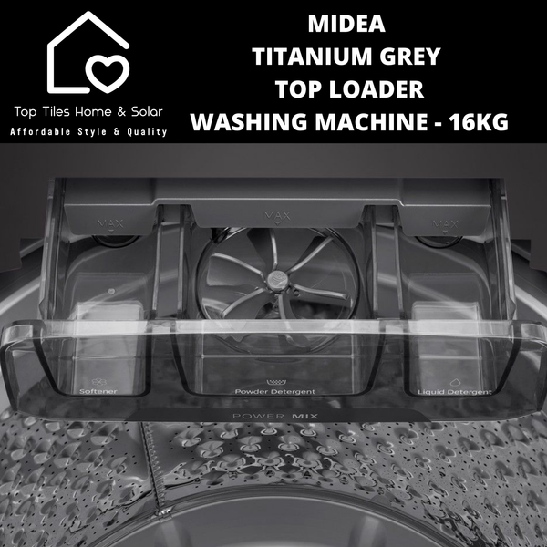 Midea Titanium Grey TurboWash Top Loader Washing Machine - 16kg
