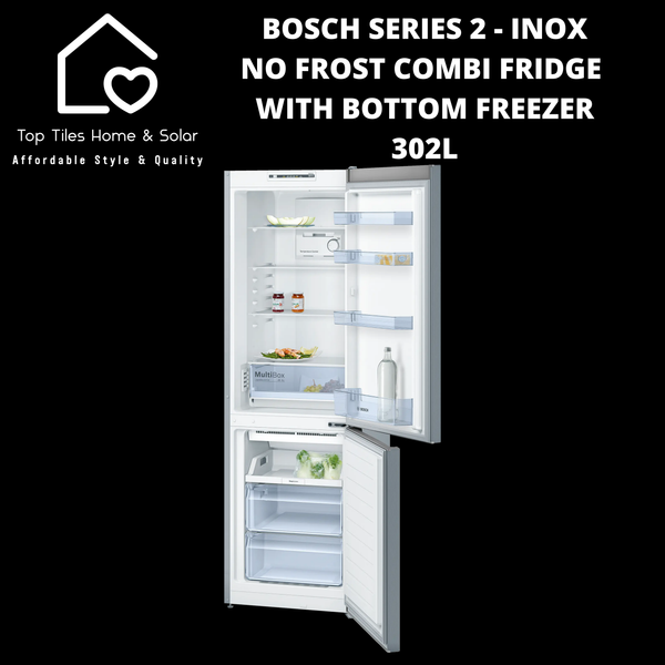 Bosch Series 2 - Inox No Frost Combi Fridge With Bottom Freezer - 302L