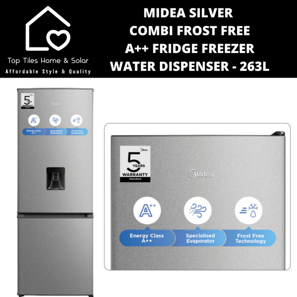 Midea Silver Combi Fridge Freezer with Water Dispenser - 263L