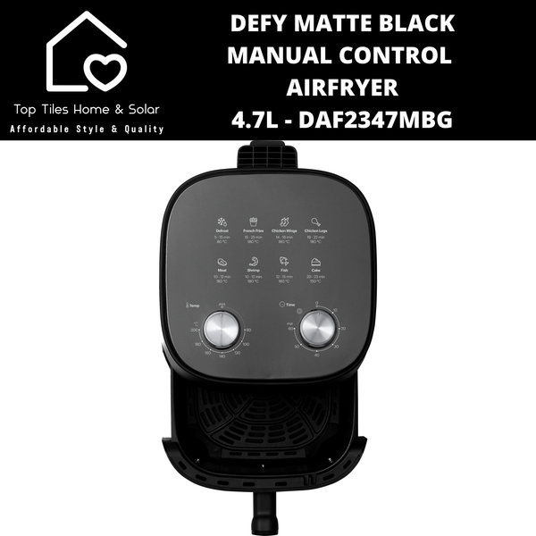 Defy Matte Black Manual Touch Control Airfryer - 4.7L DAF 2347 MBG
