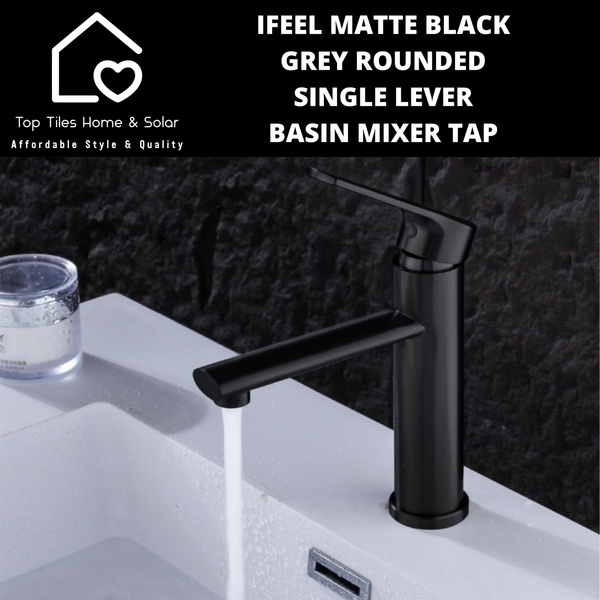 IFeel Matte Black Rounded Single Lever Basin Mixer Tap