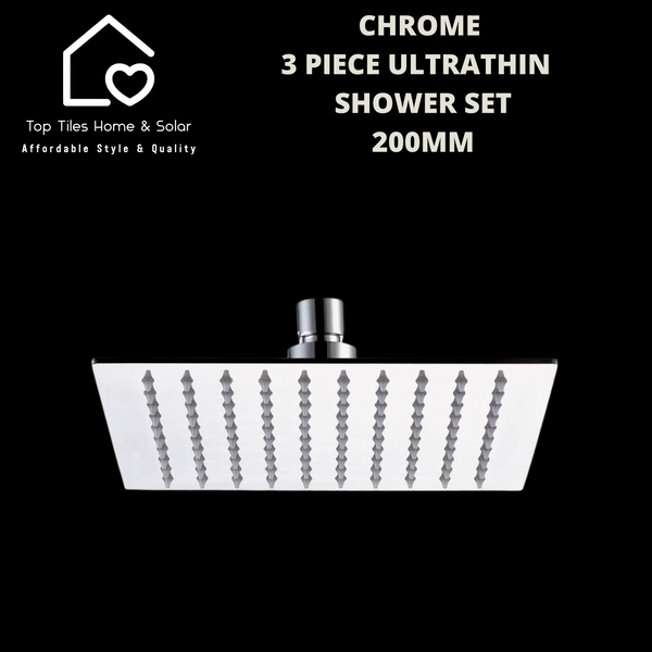 Chrome 3 Piece Ultrathin Shower Set - 200mm Square
