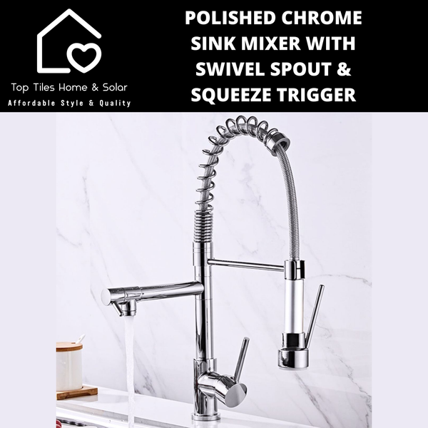 Chrome Sink Mixer with Swivel Spout & Squeeze Trigger