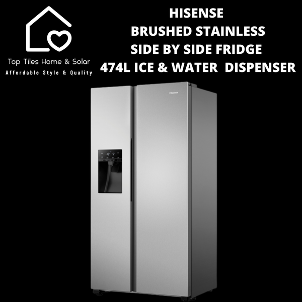 Hisense Brushed Stainless Fridge  - 474L Water & Ice Dispenser