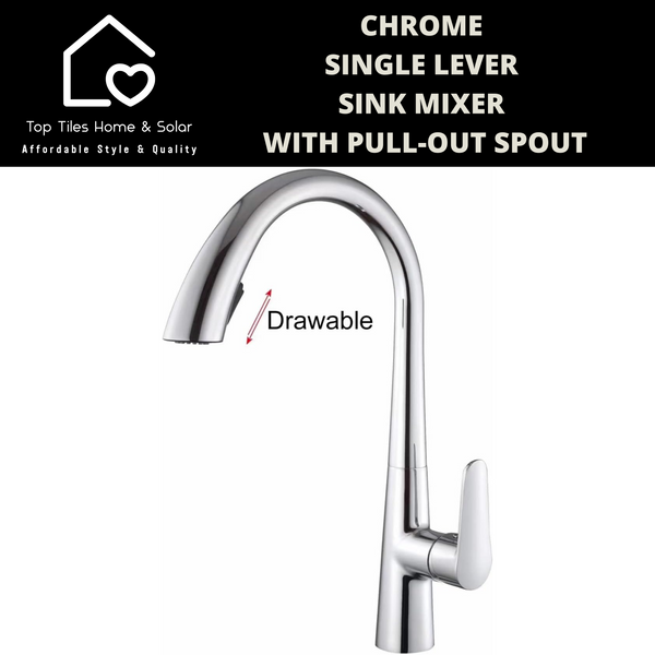 Chrome Single Lever Sink Mixer With Pull-Out Spout