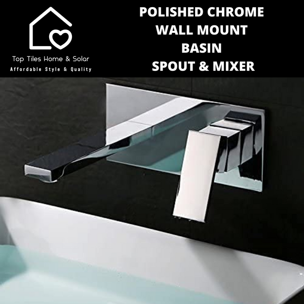 Polished Chrome Wall Mount Basin Spout & Mixer