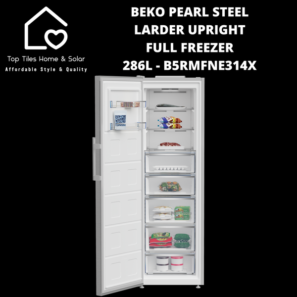 Beko Pearl Steel Larder Upright Full Freezer - 286L B5RMFNE314X