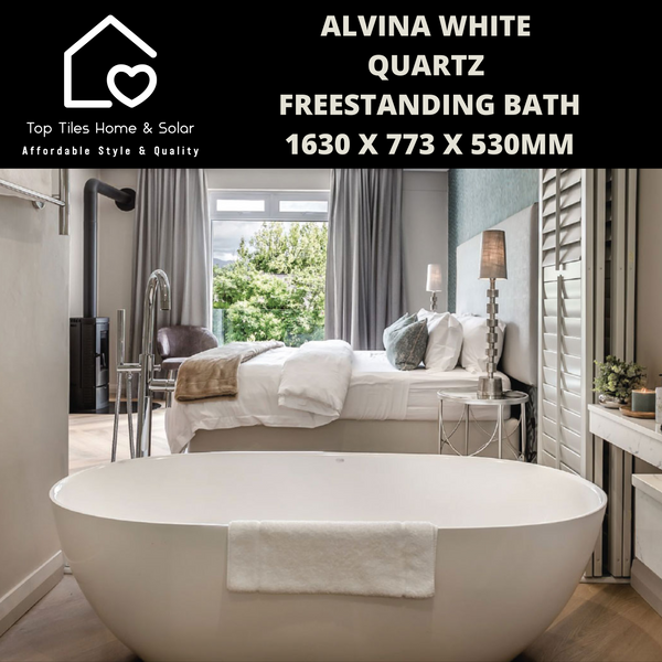 Alvina White Quartz Freestanding Bath - 1630 x 773 x 530mm