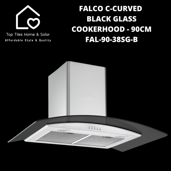 Falco C-Curved Black Glass Cookerhood - 90cm FAL-90-38SG-B